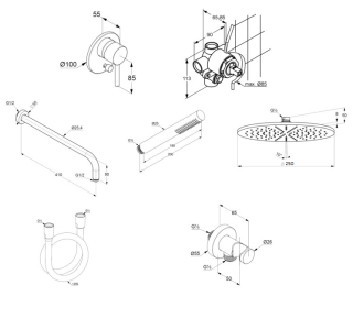Душевой комплект Kludi Bozz 38736N076 со смесителем брашированное золото